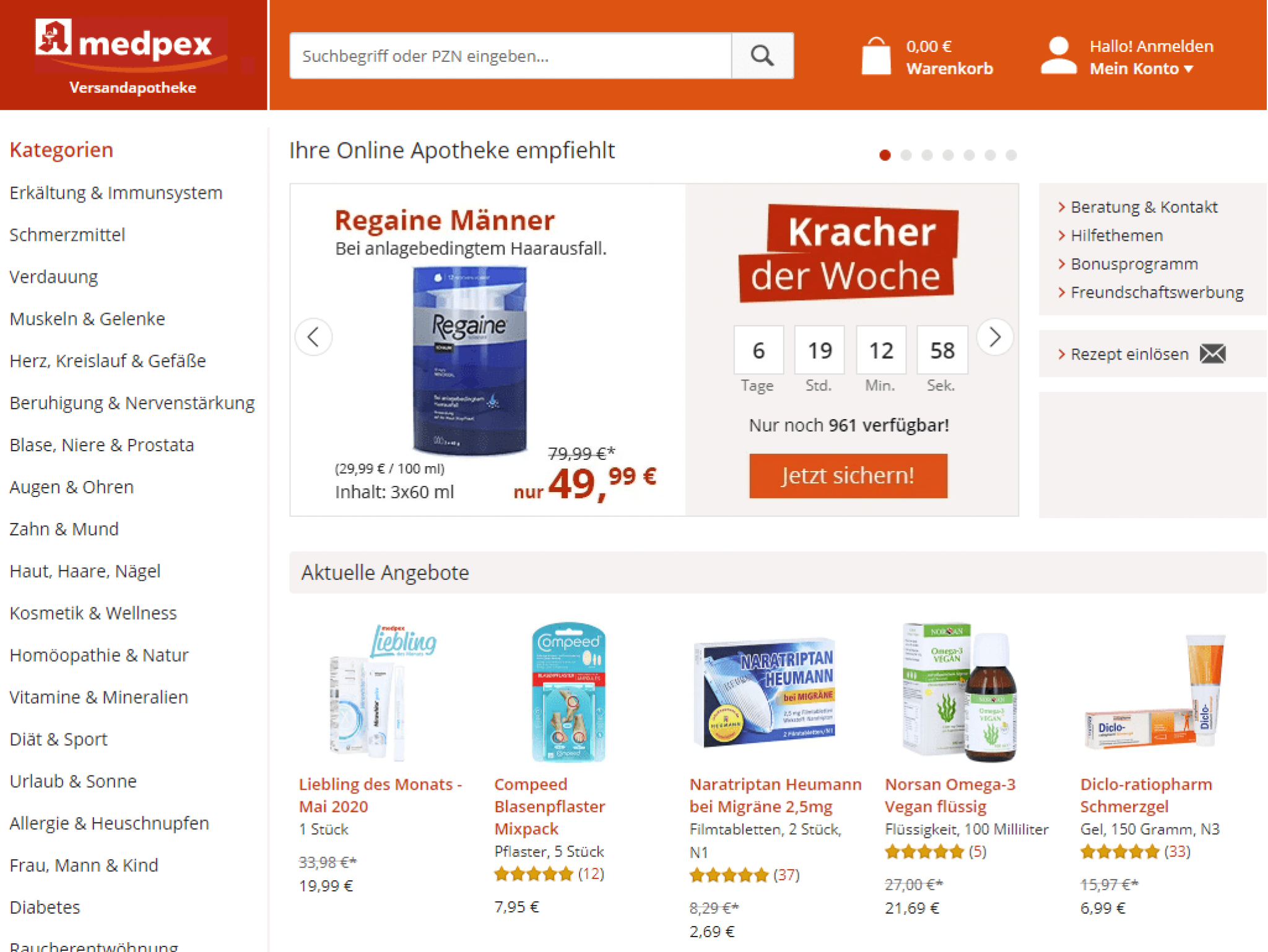 Versandapotheke für Medikamente und Gesundheitsprodukte